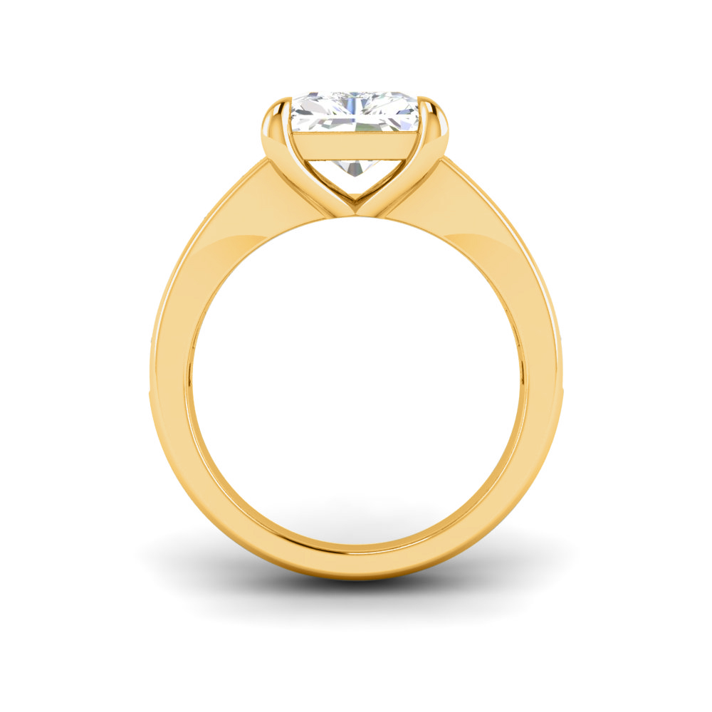 3 Ct Radiant Lab Diamond Statement Engagement Ring with Wide Baguette Band