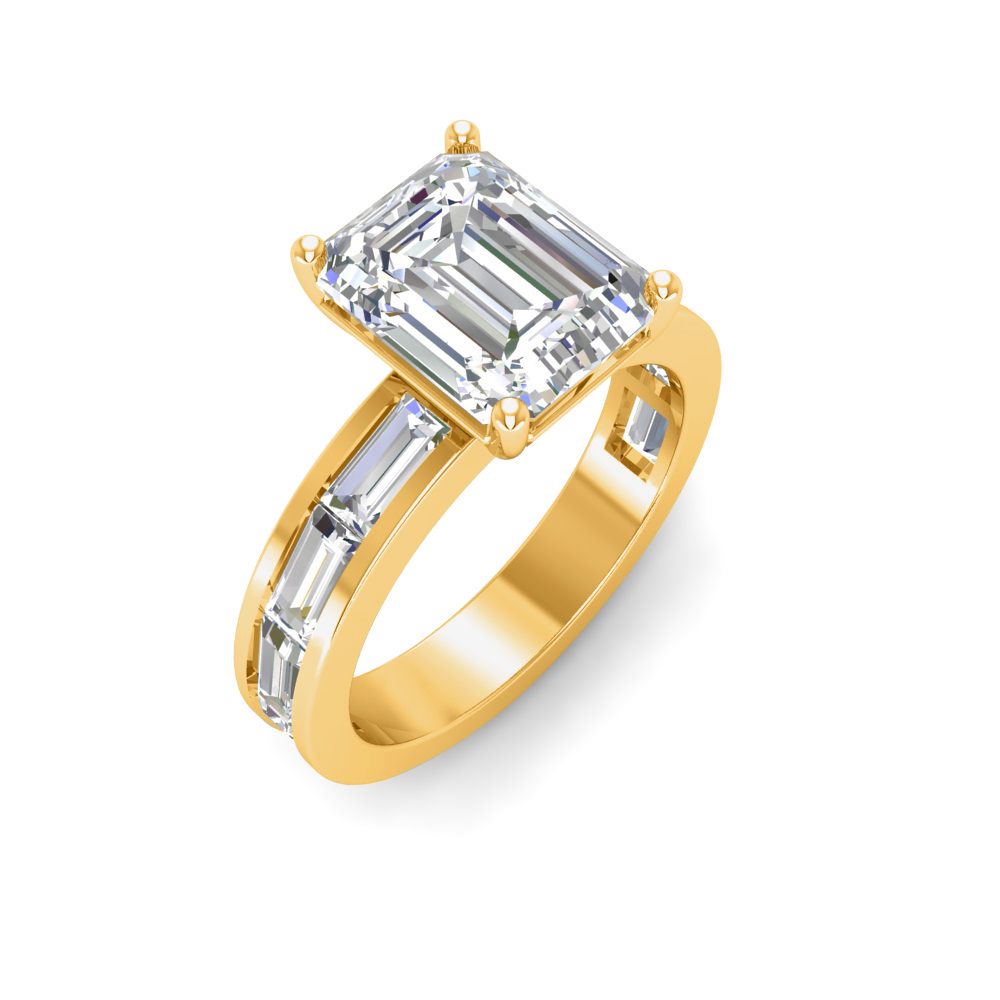 3 Ct Emerald Lab Diamond Channel Set Engagement Ring