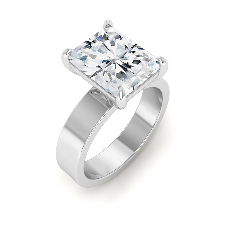 3 Ct Radiant Colorless Lab Diamond Solitaire Engagement Ring with Wide Band