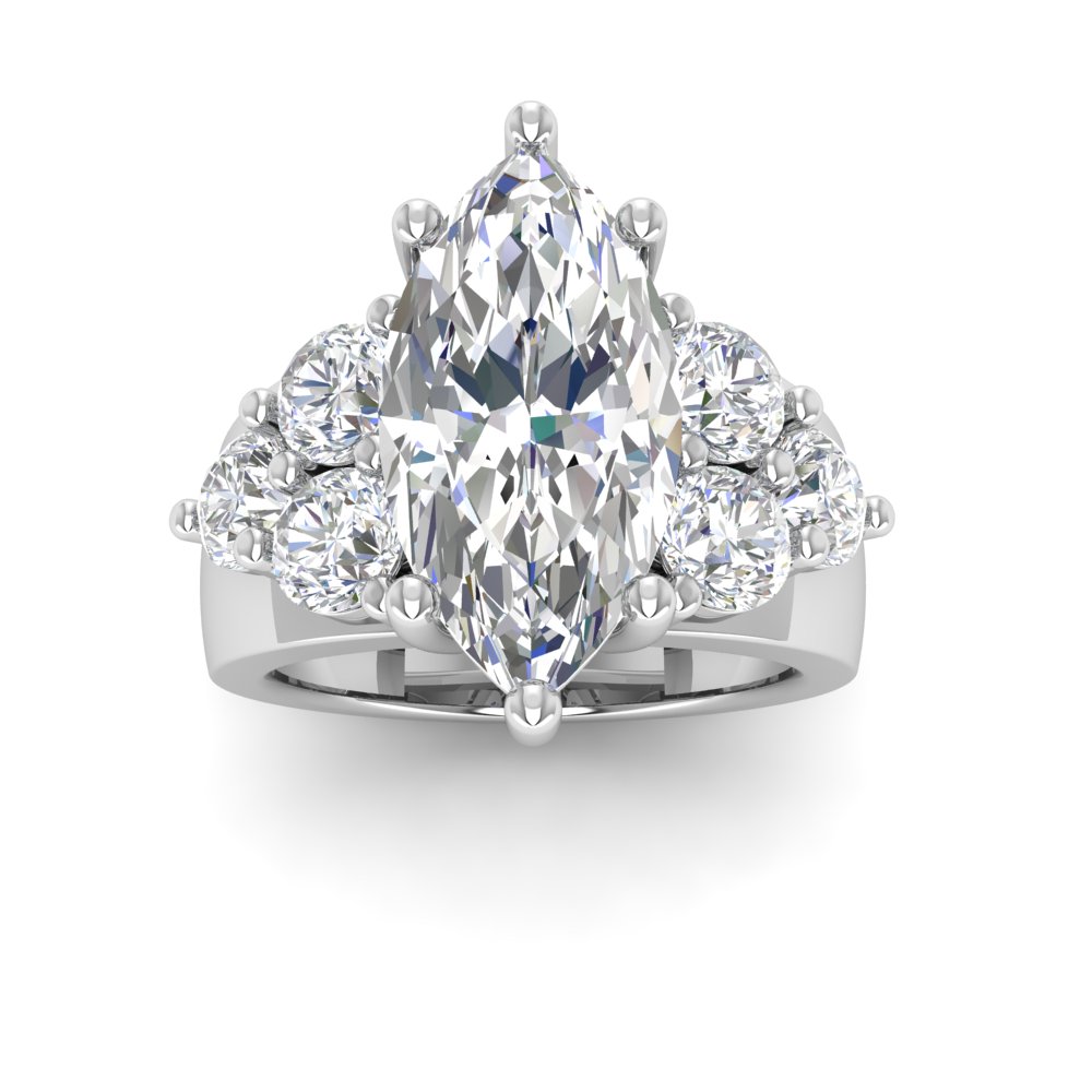 4.28 Ct Marquise Cut CZ Two Tone Engagement Ring – Stainless Steel Sizes 5-10