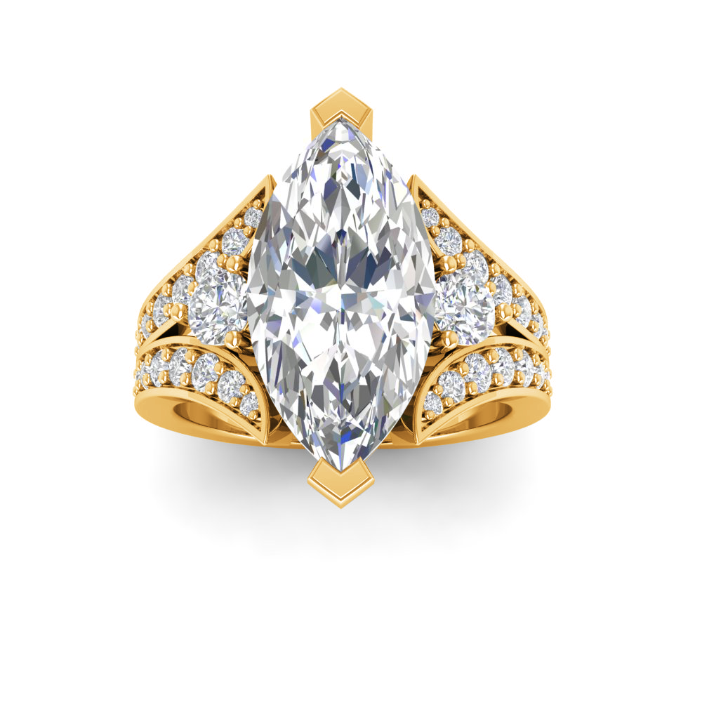 3 Ct Marquise Colorless Lab Diamond Split Shank Statement Engagement Ring