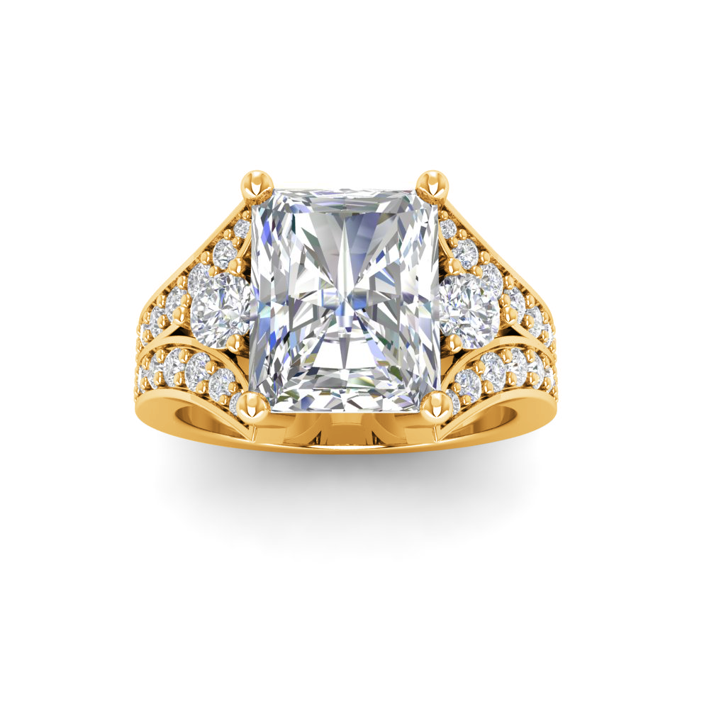 3 Ct Radiant Colorless Lab Diamond Split Shank Statement Engagement Ring