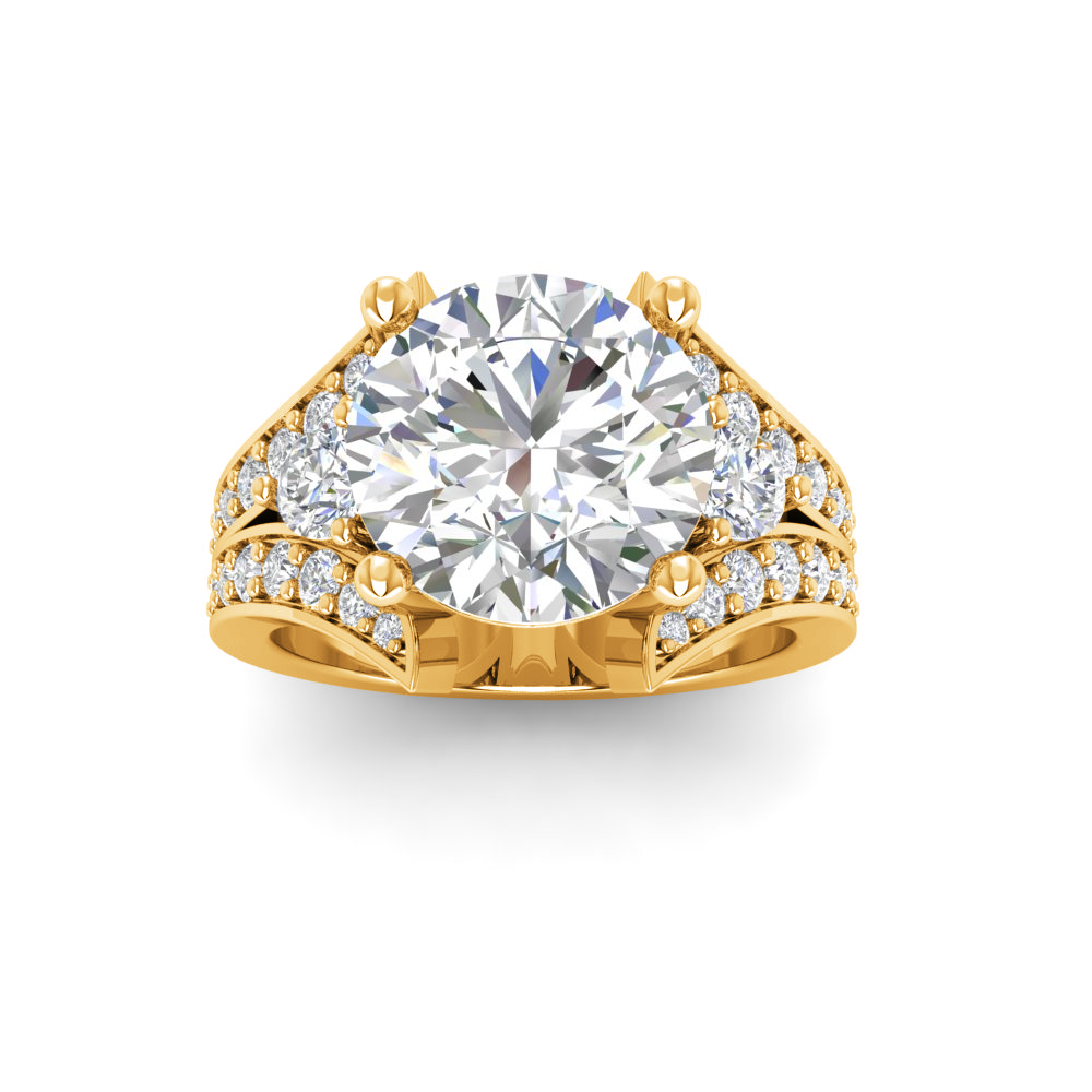 3 Ct Round Colorless Lab Diamond Split Shank Statement Engagement Ring