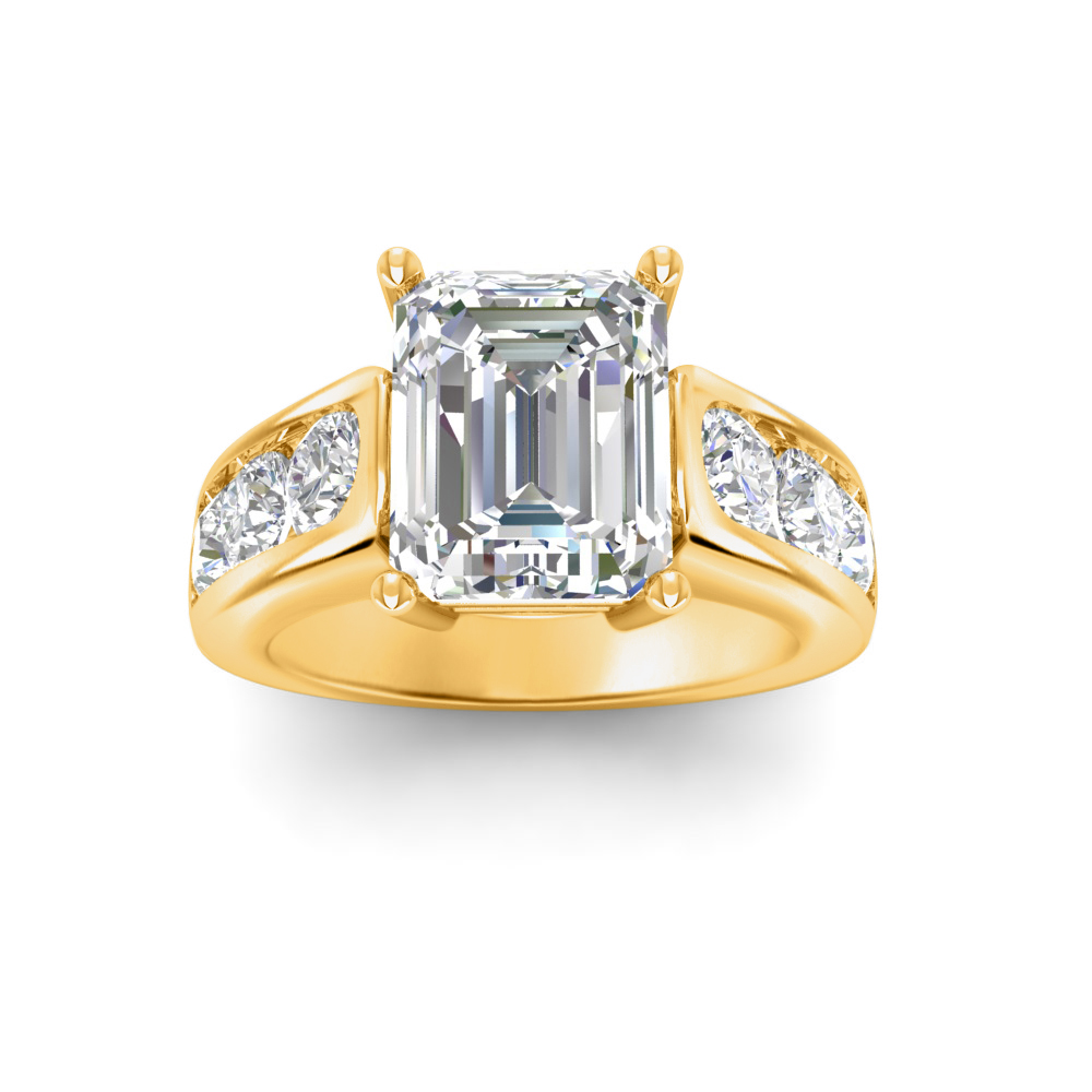 3 Ct Emerald Colorless Lab Diamond Wide Channel Engagement Ring