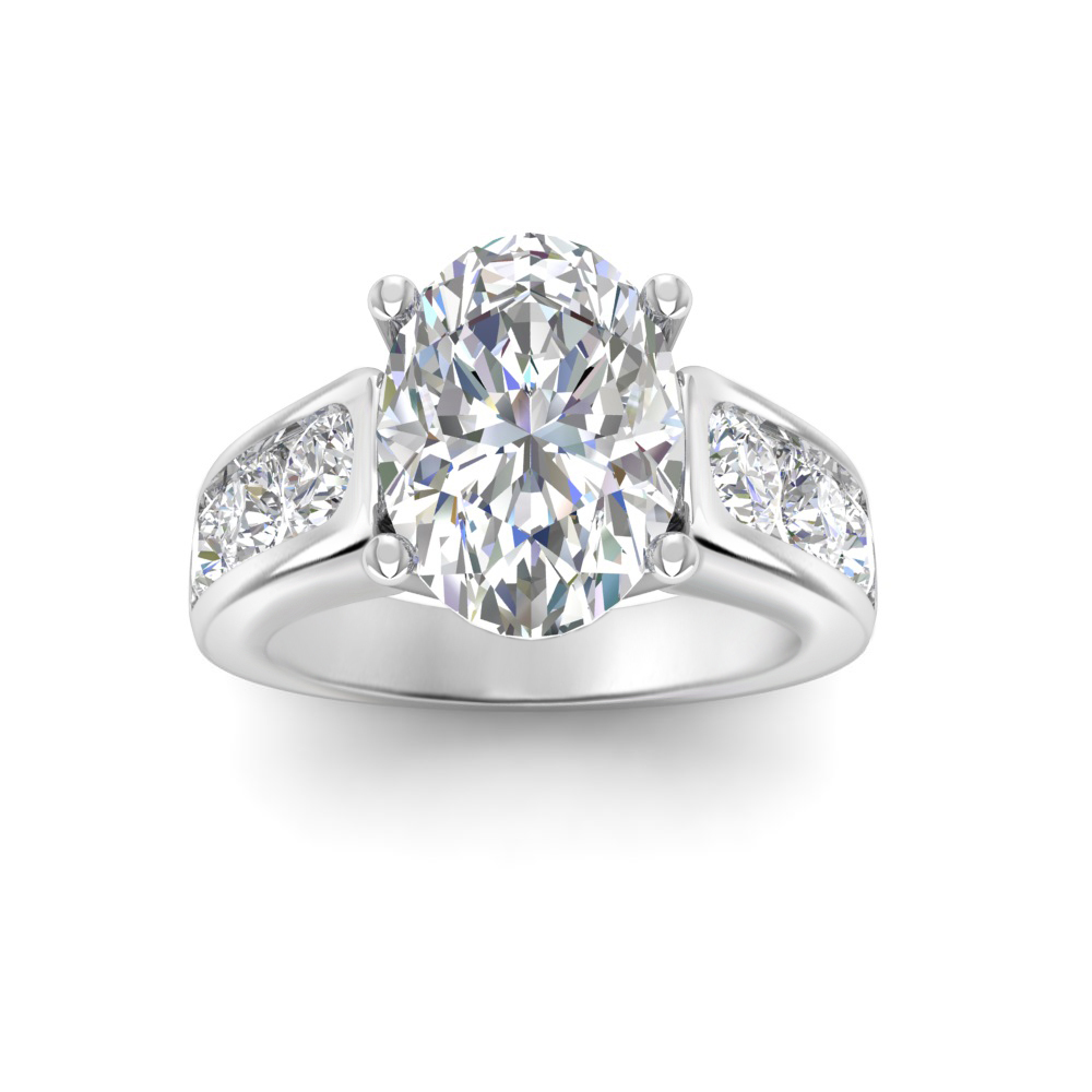 lab様 6 Ct Oval Lab Diamond Wide Channel Engagement Ring