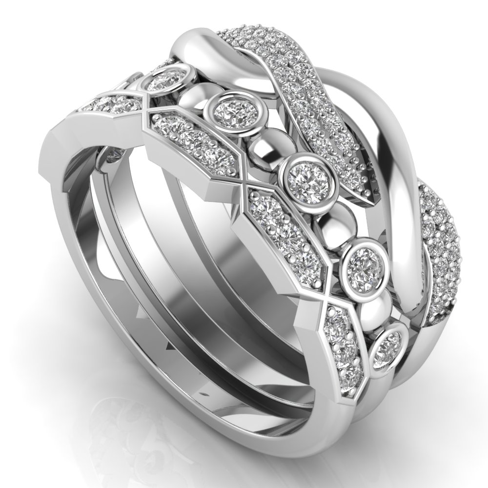TwoBirch Wedding Rings 3Piece Anniversary Ring Stack Set
