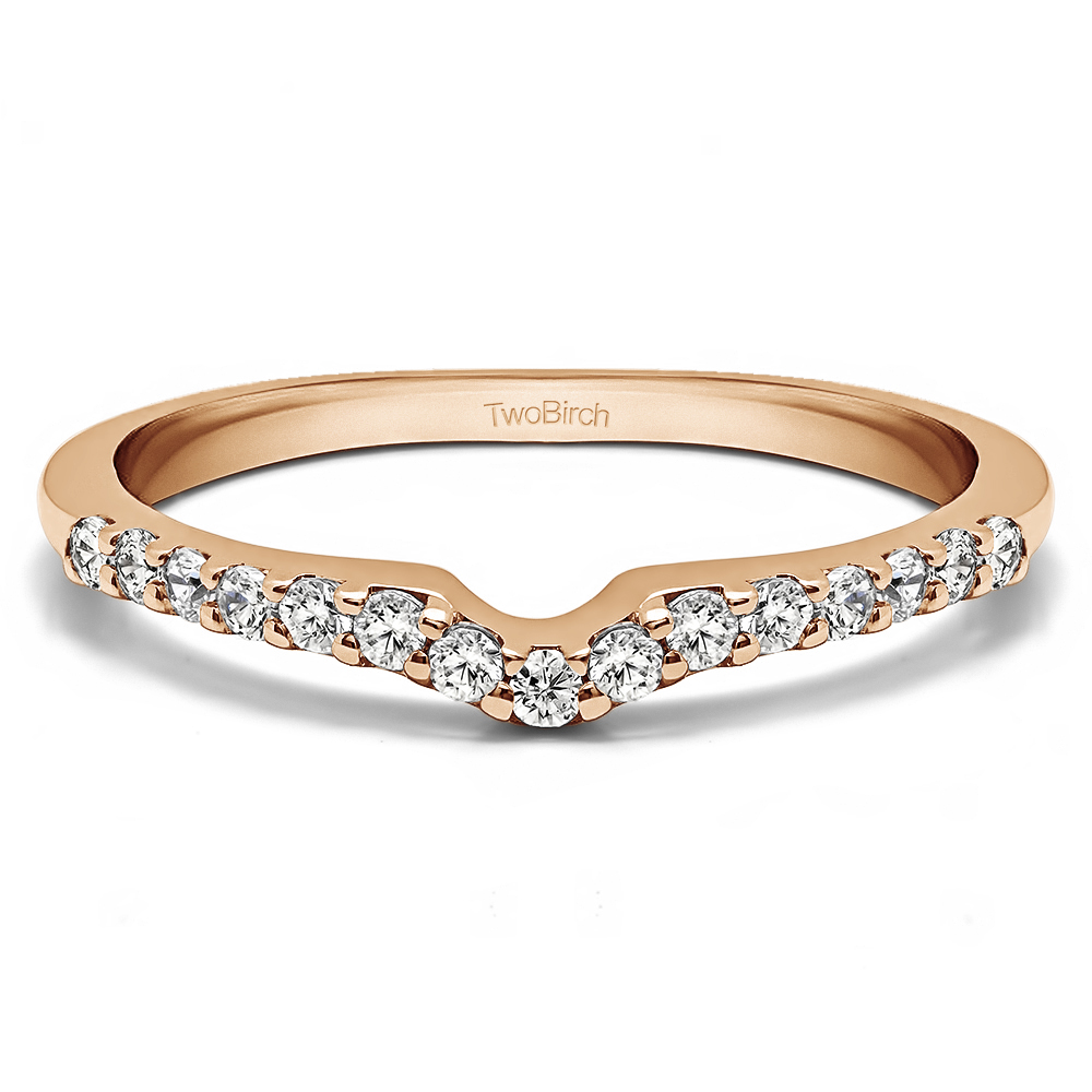 TwoBirch Curved Rings - 0.15 Ct. Delicate Notched Contour Band in Rose Gold