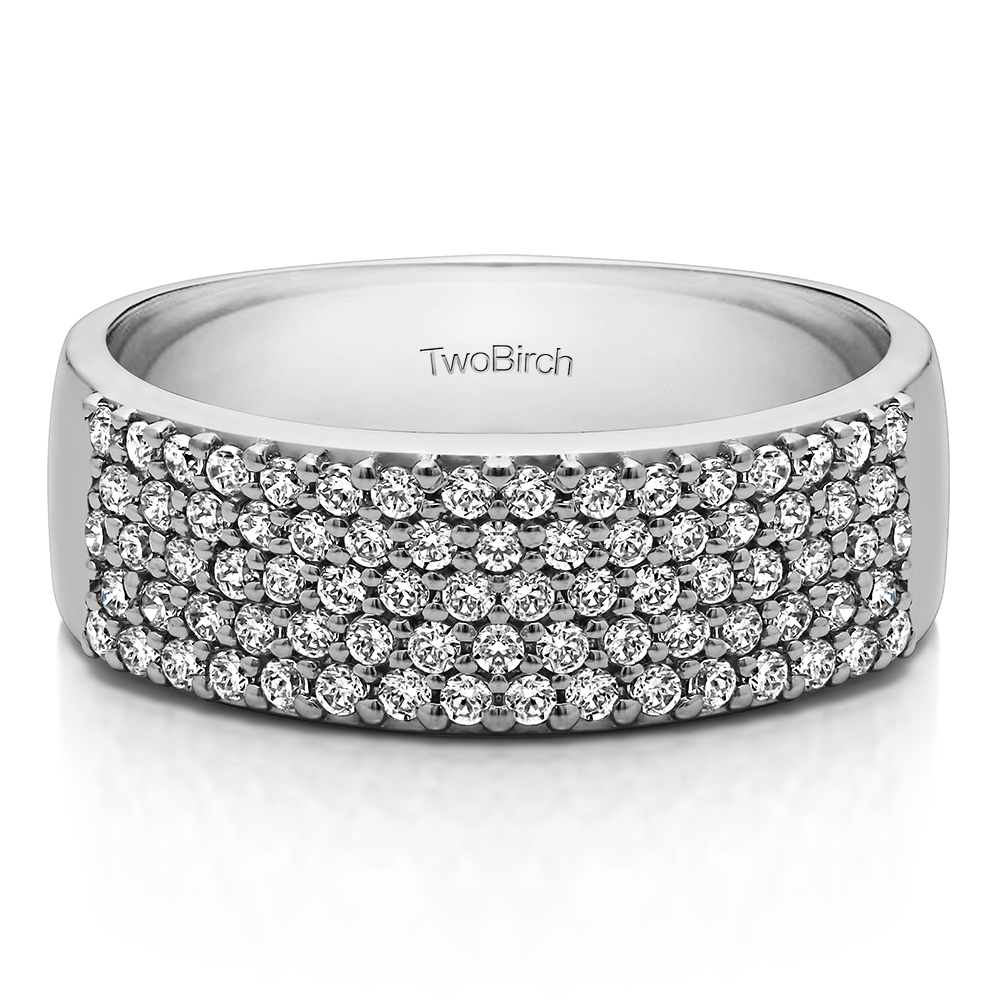 TwoBirch Wedding Ring 1 Carat Double Row Pave Set Wedding Ring